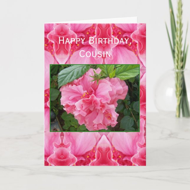Hibiskus Personalisierter Cousin Geburtstag Karte (Vorderseite)