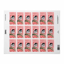 Hibiskus Pink Floral Wedding Foto Gefallen Labels Adressaufkleber