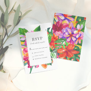 Hibiskus, Plumeria und Palme Moderne Hochzeits-RSV Einladung