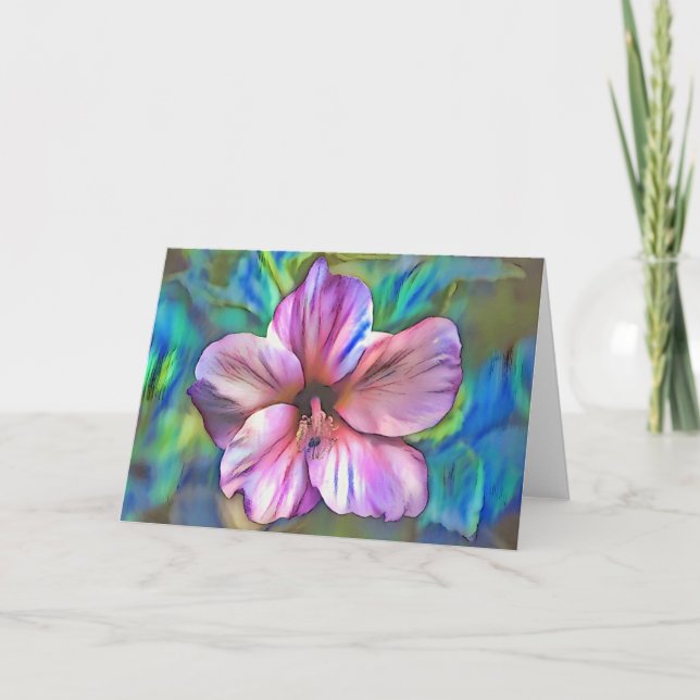 Hibiskus Rosa Dream Blume Kunst Karte (Vorderseite)