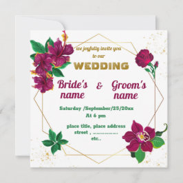 Hibiskus, Rose Blume geometrische Hochzeit Einladung