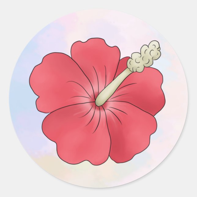Hibiskus  runder aufkleber (Vorderseite)