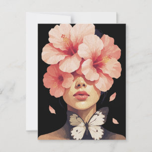 Hibiskus & Schmetterling – Moderne Florale Botanik Postkarte