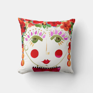 Hibiskus - Sinti und Roma Garden Girl Cotton Pillo Kissen