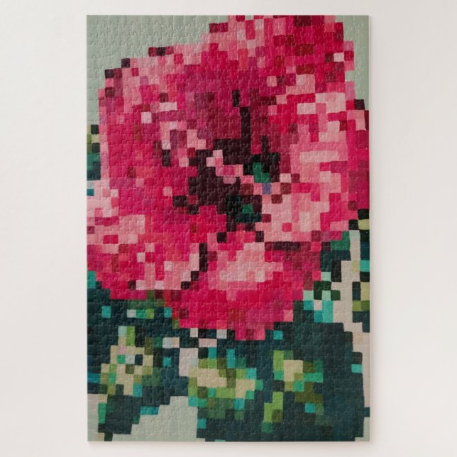 Hibiskus Soft Pastell Floral Pixel Art (Vertikal)