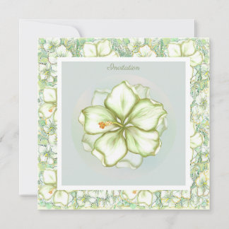 Hibiskus & Spitzen WHITE Einladung