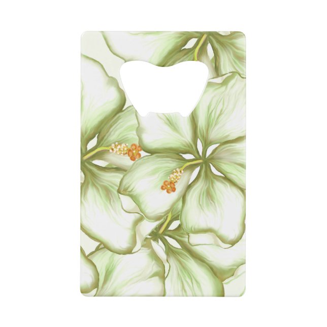 Hibiskus & Spitzen WHITE Geldbeutel Flaschenöffner (Vorderseite)