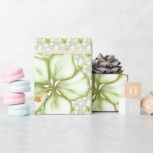 Hibiskus & Spitzen WHITE Geschenkpapier