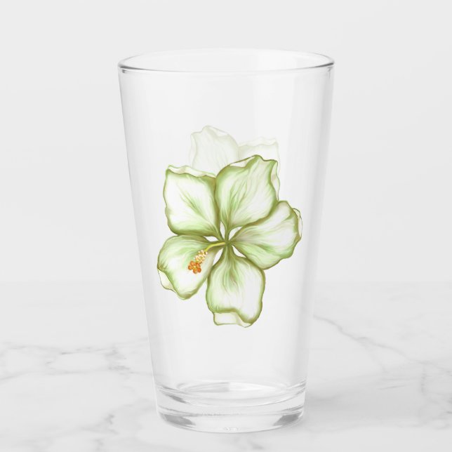 Hibiskus & Spitzen WHITE Glas (Vorderseite)