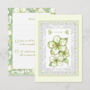 Hibiskus & Spitzen WHITE RSVP Karte