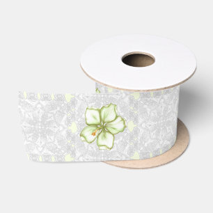 Hibiskus & Spitzen WHITE Satinband