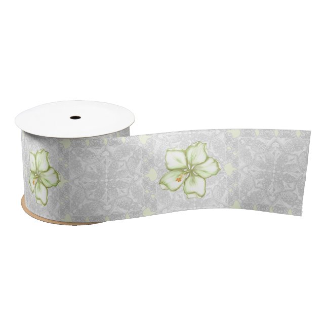 Hibiskus & Spitzen WHITE Satinband (Spule)
