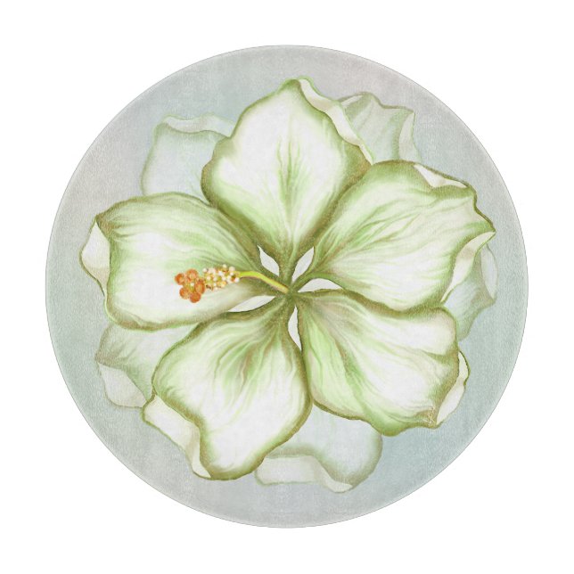 Hibiskus & Spitzen WHITE Schneidebrett (Vorderseite)