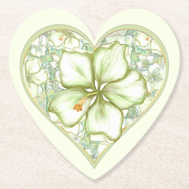 Hibiskus & Spitzen WHITE Untersetzer (Vorderseite)