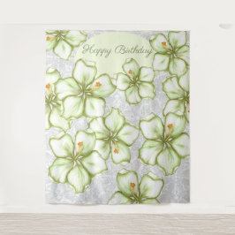 Hibiskus & Spitzen WHITE Wandteppich