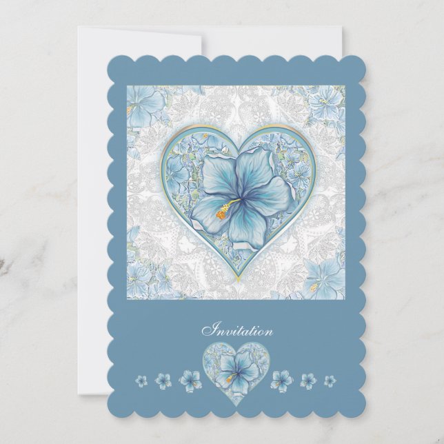 Hibiskus & Spitzenschuppen Einladung (Vorderseite)