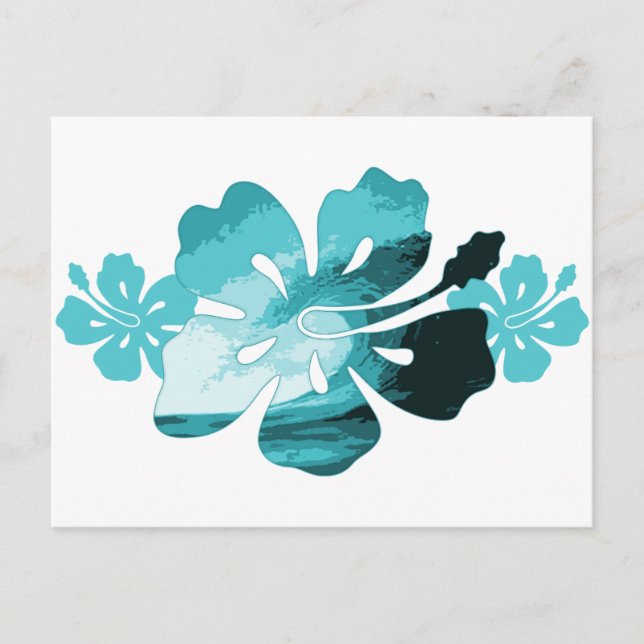 Hibiskus-Surf-Stil Postkarte (Vorderseite)