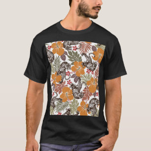 Hibiskus Tiger, exotisches Muster. T-Shirt