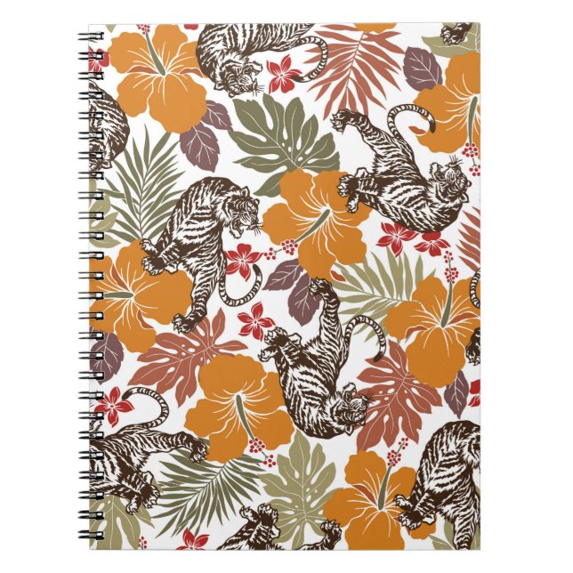 Hibiskus-Tigermuster Notizblock (Vorderseite)