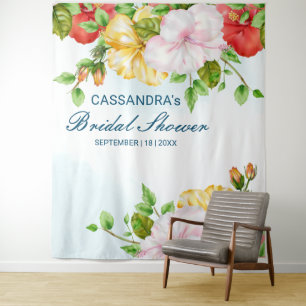Hibiskus-Tropen-Blumen-Hochzeitskulisse Wandteppich