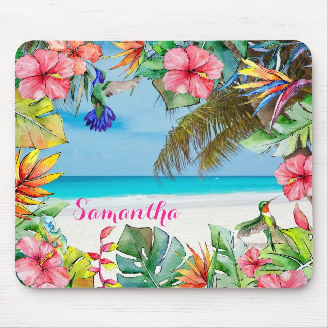 Hibiskus Tropical Beach Personalisiert Mousepad (Vorne)
