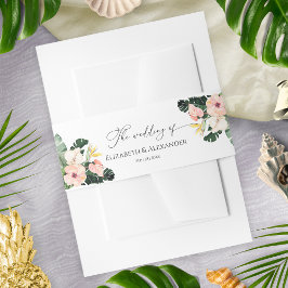Hibiskus Tropical Wedding Einladung Bauchband Einladungsbanderole