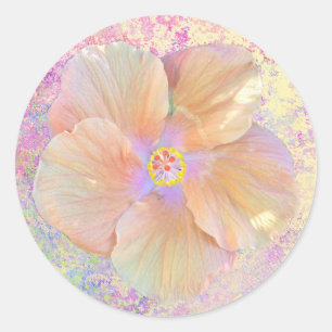 Hibiskus tropische Blume iridescent aussehen rosa Runder Aufkleber