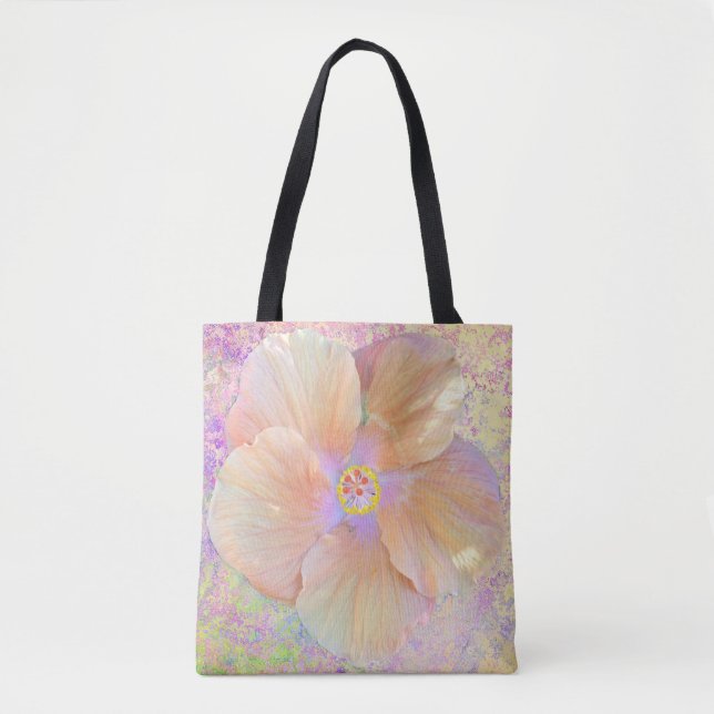 Hibiskus tropische Blume irisierendes rosa Gold ni Tasche (Vorderseite)