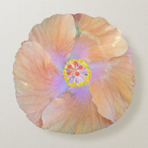 Hibiskus tropische Blume Rosa und Gold niedlichen  Rundes Kissen