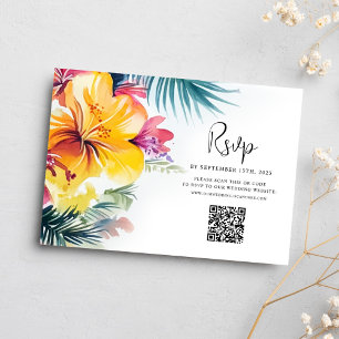 Hibiskus Tropische Hochzeit in Urlaubsort RSVP Karte