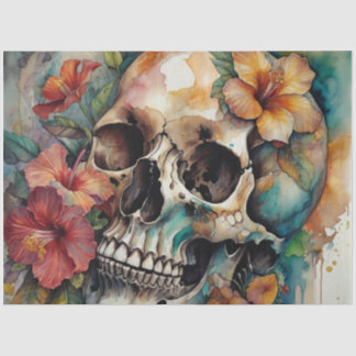Hibiskus tropischer Goth-Skull-Dekoute Seidenpapier