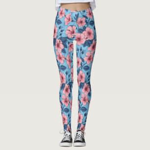 Hibiskus Tropisches Blumenmuster Leggings
