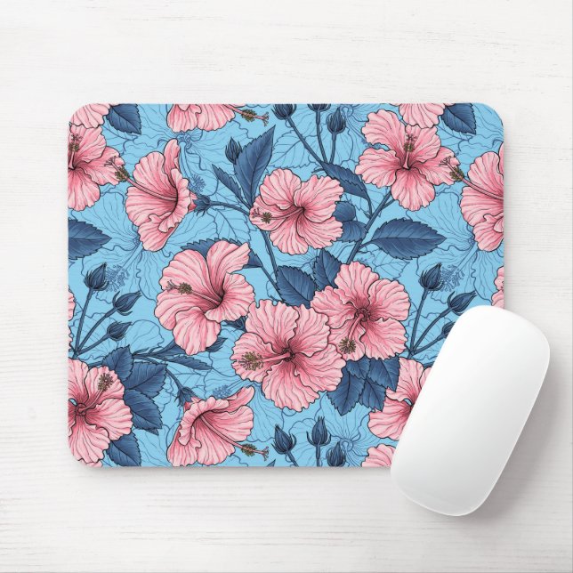Hibiskus Tropisches Blumenmuster Mousepad (Mit Mouse)