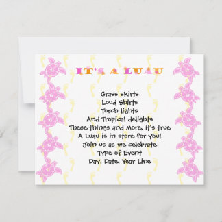 Hibiskus Turtle Luau Party Einladung