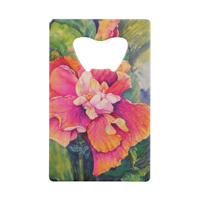 Hibiskus und Canna Kreditkartenflaschenöffner (Vorderseite)