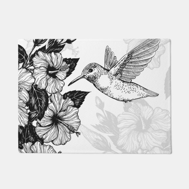 Hibiskus und Kolibri Fußmatte (Vorderseite)