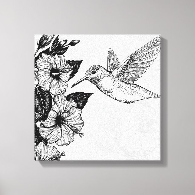 Hibiskus und Kolibri Leinwanddruck (Vorderseite)
