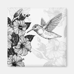 Hibiskus und Kolibri Magnet