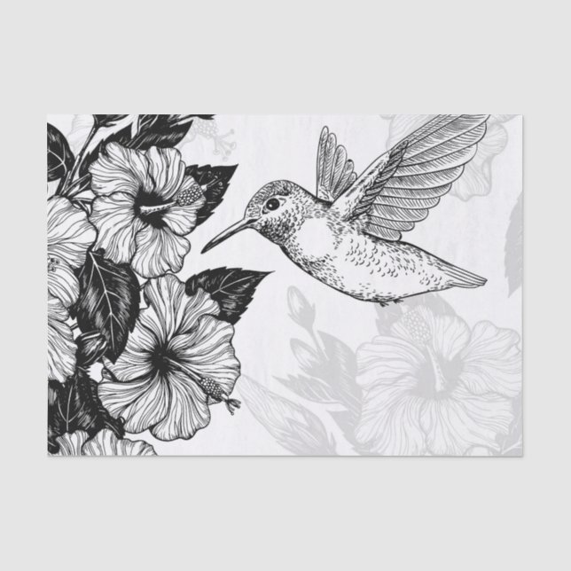 Hibiskus und Kolibri Seidenpapier (Vorderseite)