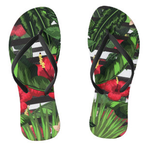 Hibiskus und Palmen Flip Flops
