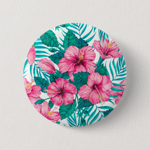 Hibiskus- und Palmenblätter Button