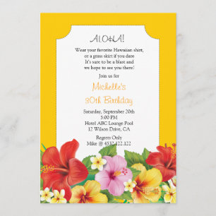 Hibiskus und Plumeria Luau Geburtstagsparty Einladung