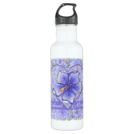 Hibiskus und Spitze BLAU Edelstahlflasche