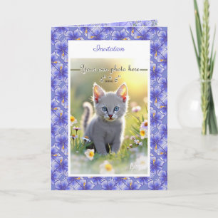 Hibiskus und Spitze BLAU Einladung