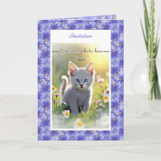 Hibiskus und Spitze BLAU Einladung