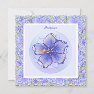 Hibiskus und Spitze BLAU Einladung