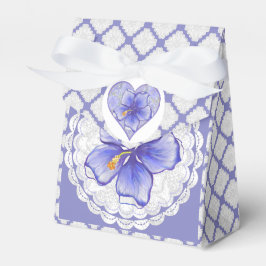 Hibiskus und Spitze BLAU Geschenkschachtel