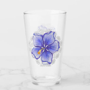 Hibiskus und Spitze BLAU Glas