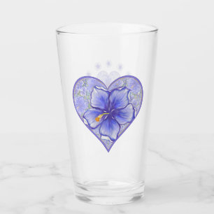 Hibiskus und Spitze BLAU Glas