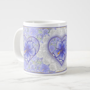 Hibiskus und Spitze BLAU Jumbo-Tasse